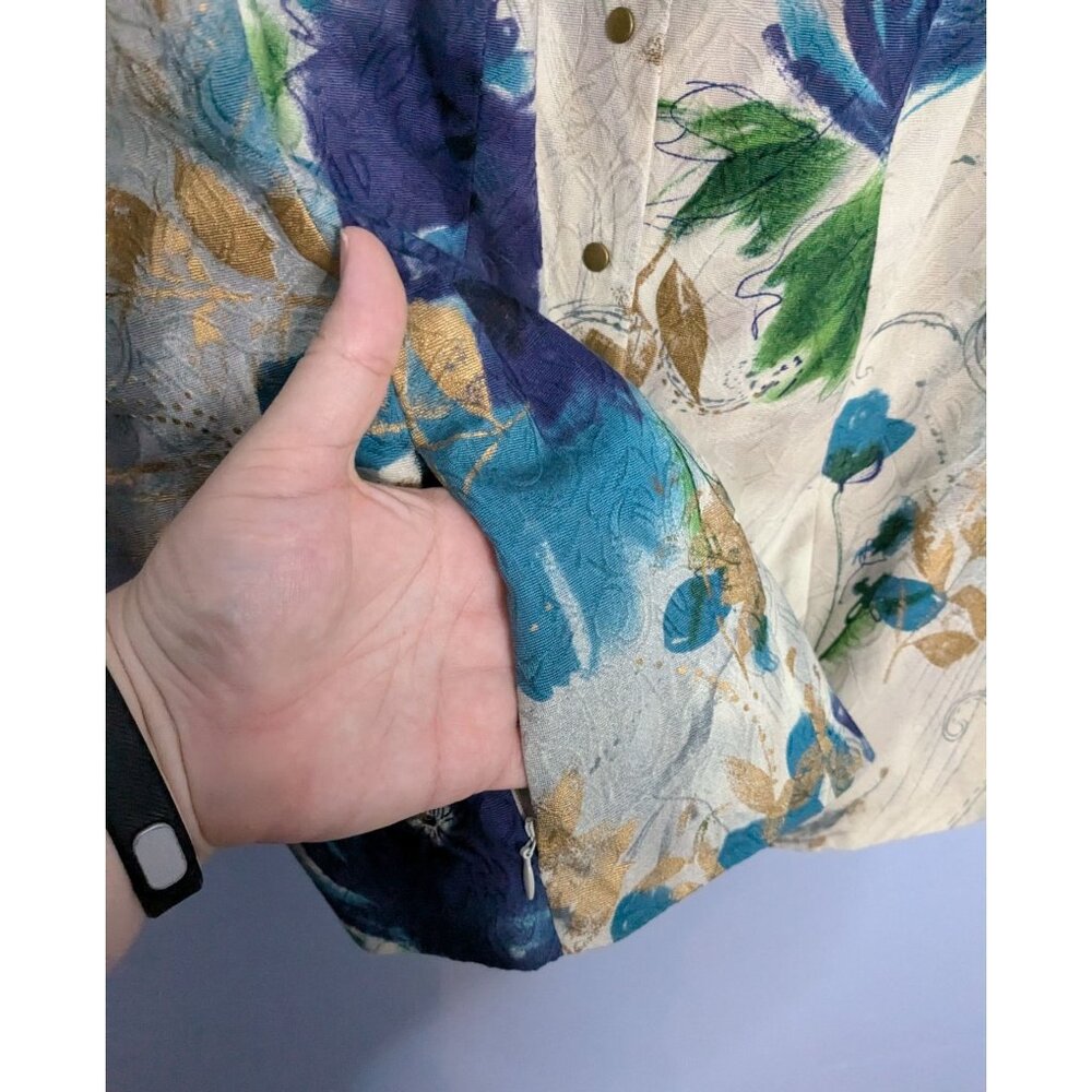 Coldwater Creek 18W Floral Print Blazer Jacket Floral Art to Wear - Picture 10 of 16